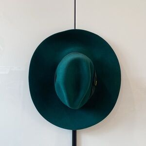 Women’s Wide Brim Felt Fedora Hat - Deep Teal